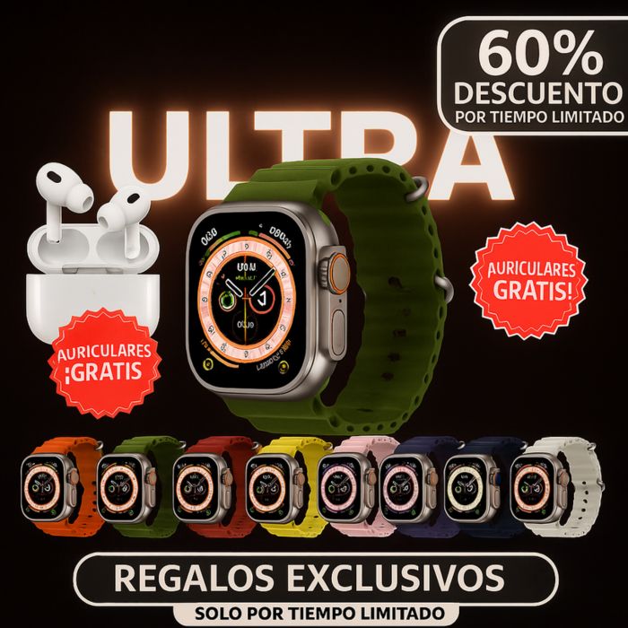 Smartwatch Ultra Pro + 2 correas + Auriculares Pro™
