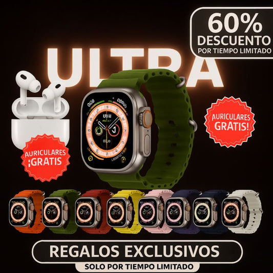 Smartwatch Ultra Pro + 2 correas + Auriculares Pro™